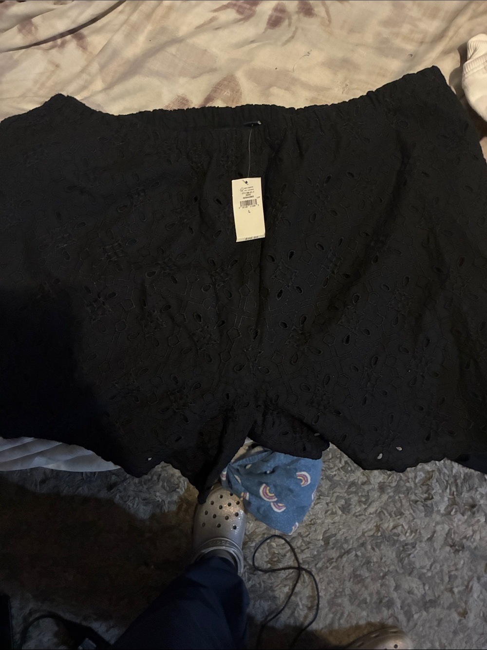 GAP Black Eyelet Lace High-Waist Women’s Shorts